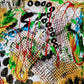 Large modern wall art green and gold | Mix media art | 20 x17 inches